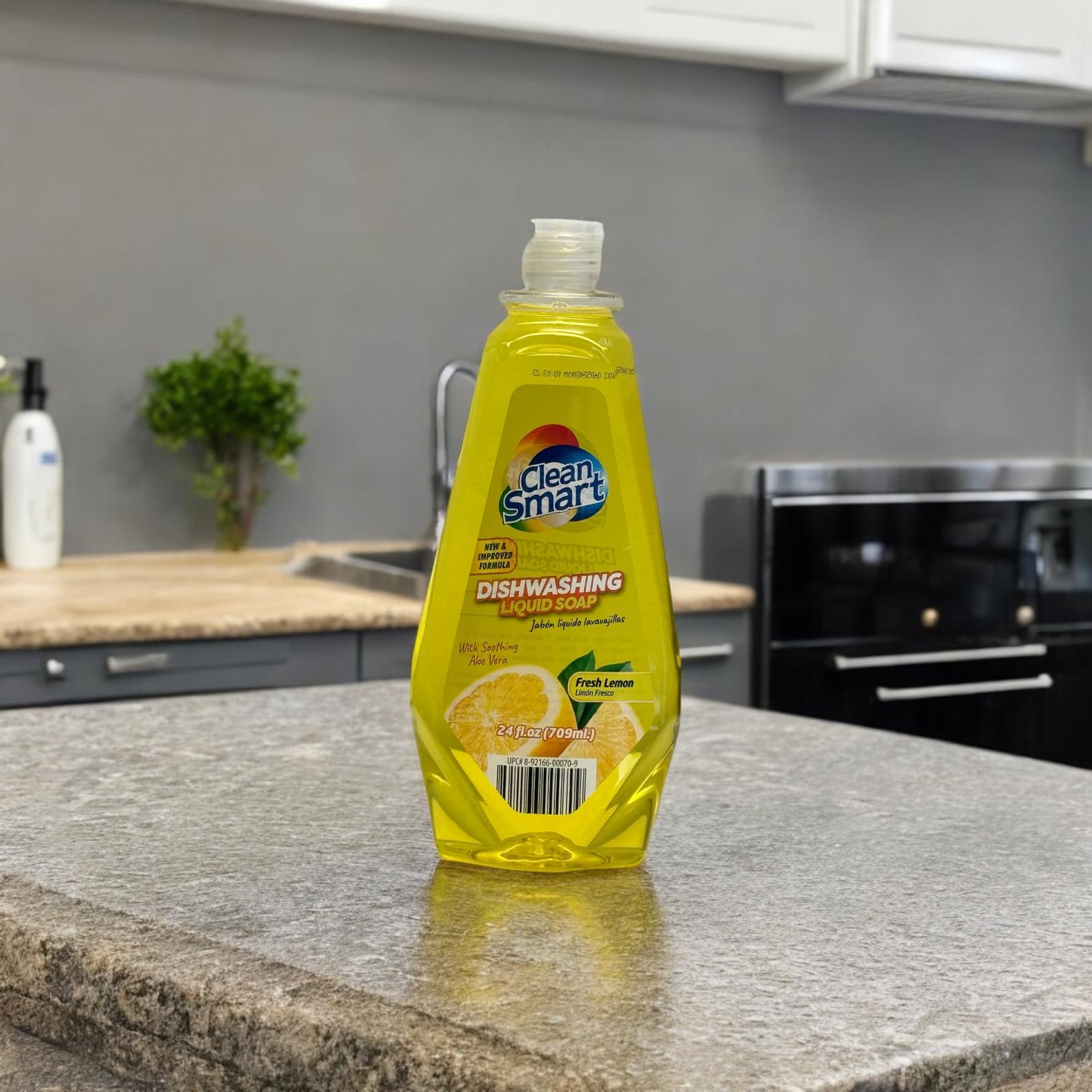 Clean Smart dish liquid — fresh lemon scent, kitchen household, exclusive US import by Imtrex Inc.
