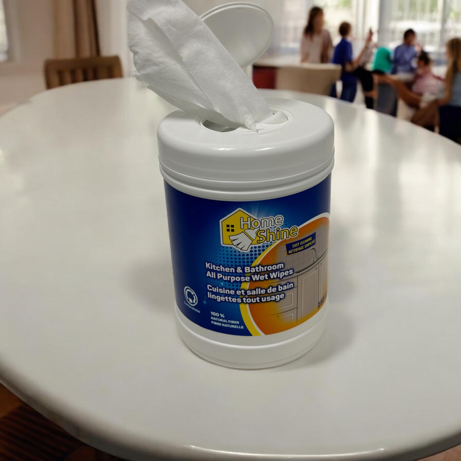 Home Shine all-purpose cleaning wipes — 160 wipes per canister, exclusive US import by Imtrex Inc.